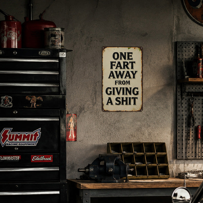 Metalen wandbord met ondeugende humor – grappige vintage decoratie voor garage en thuisbar