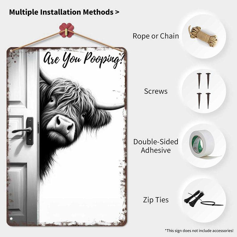 🐄 De brutale bezoeker: Vintage bord met Schotse hooglandkoe