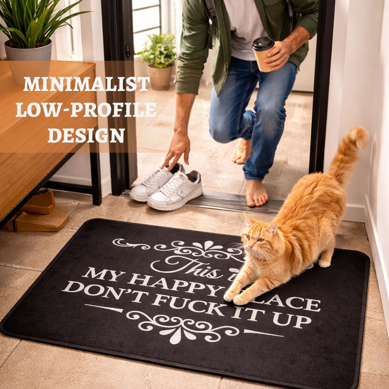 Grappig vloerkleed 👉 "Dit is mijn gelukkige plek Verpest het niet"