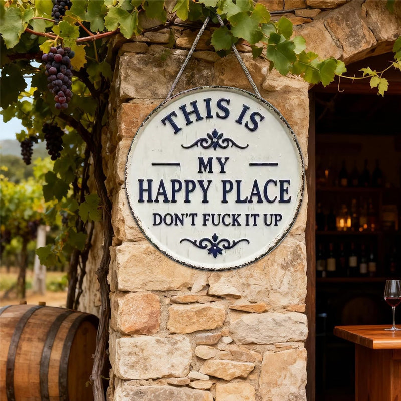 Happy Place Attitude Vintage metalen rand