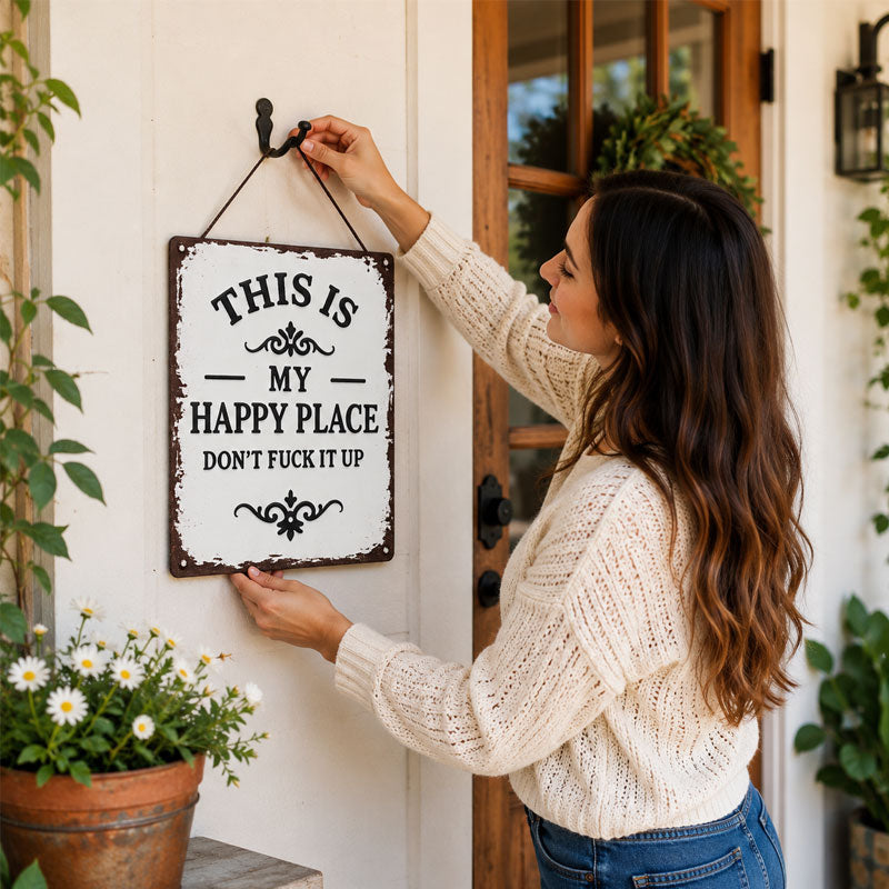 "Dit is mijn gelukkige plek" Rustiek houten hangbord ✨🏡💖
