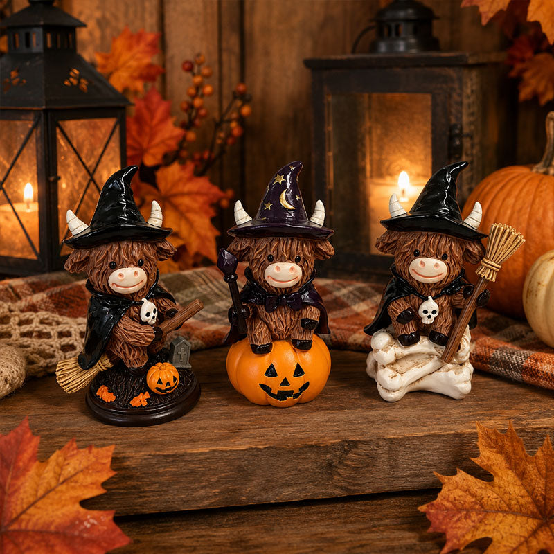 Halloween Schotse Hooglandkoe Heks Ornament