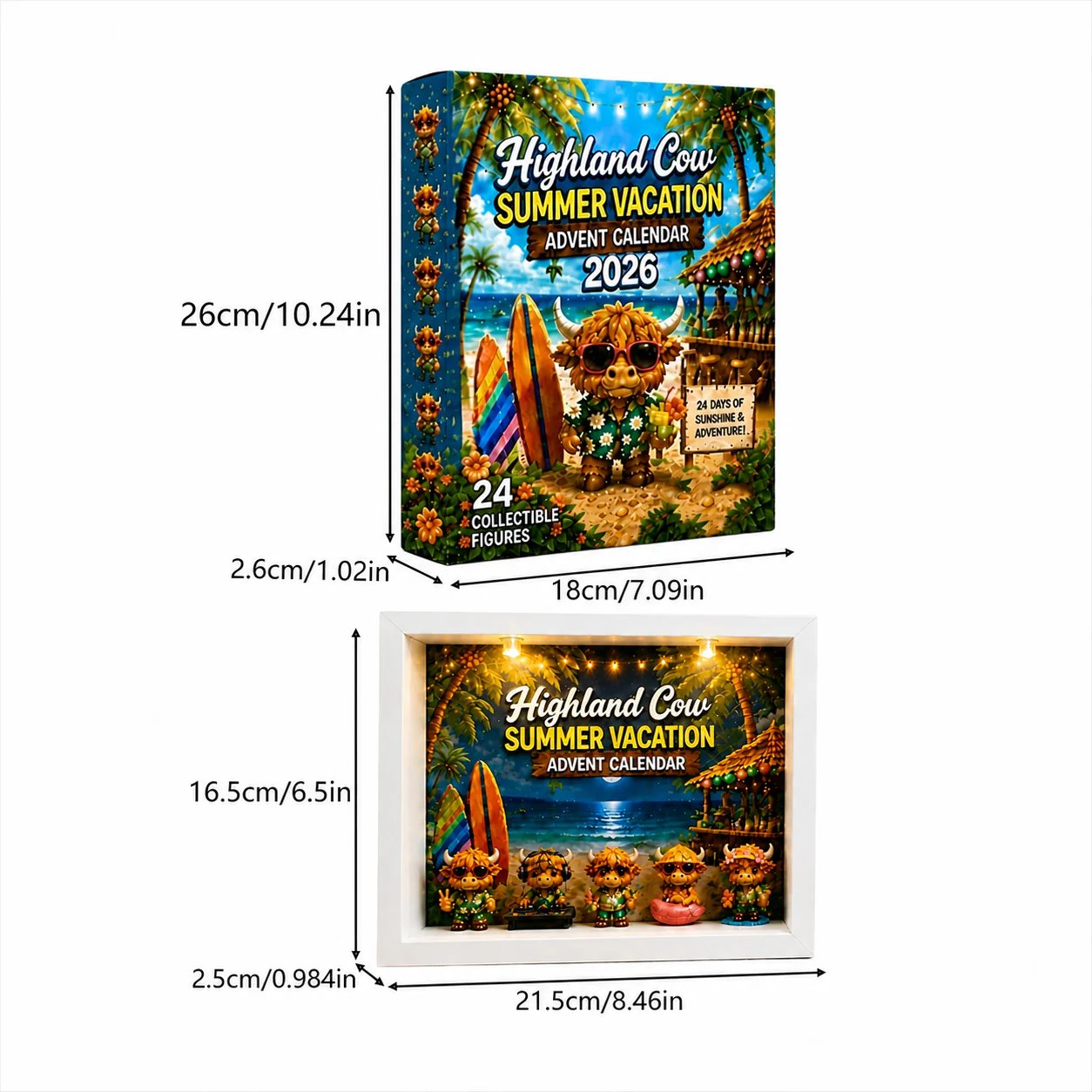Adventskalender met Schotse hooglandkoeien voor de zomervakantie 2026