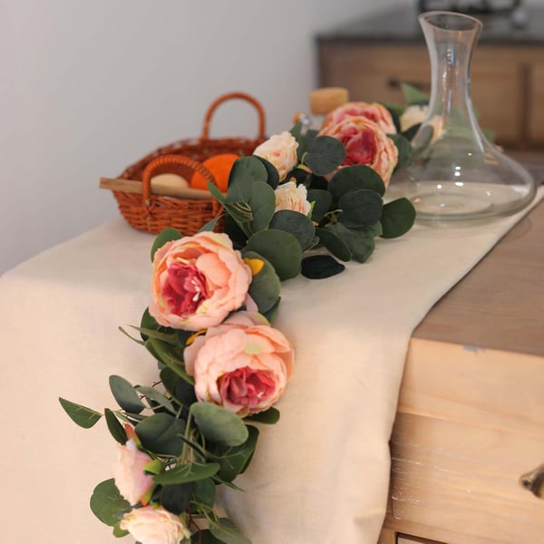 🌹Artificial Flowers Garland Spring Eucalyptus Garland Vintage Fake Flower Peony Rose Vine Greenery 🦋
