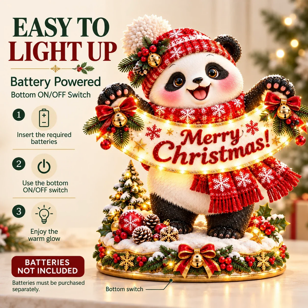 🐼Panda Christmas Greeting Figurine