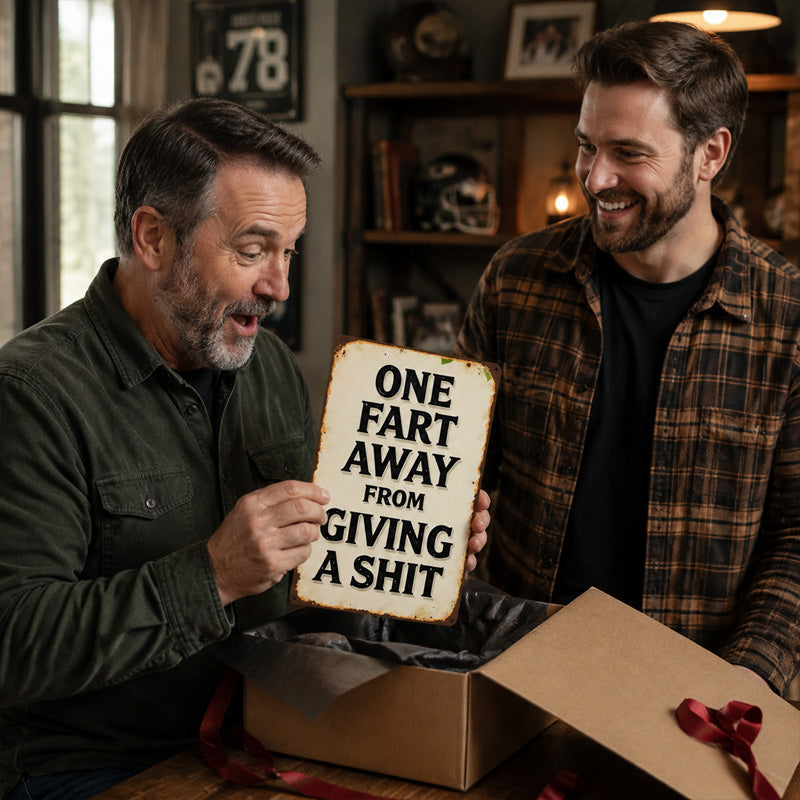Metalen wandbord met ondeugende humor – grappige vintage decoratie voor garage en thuisbar