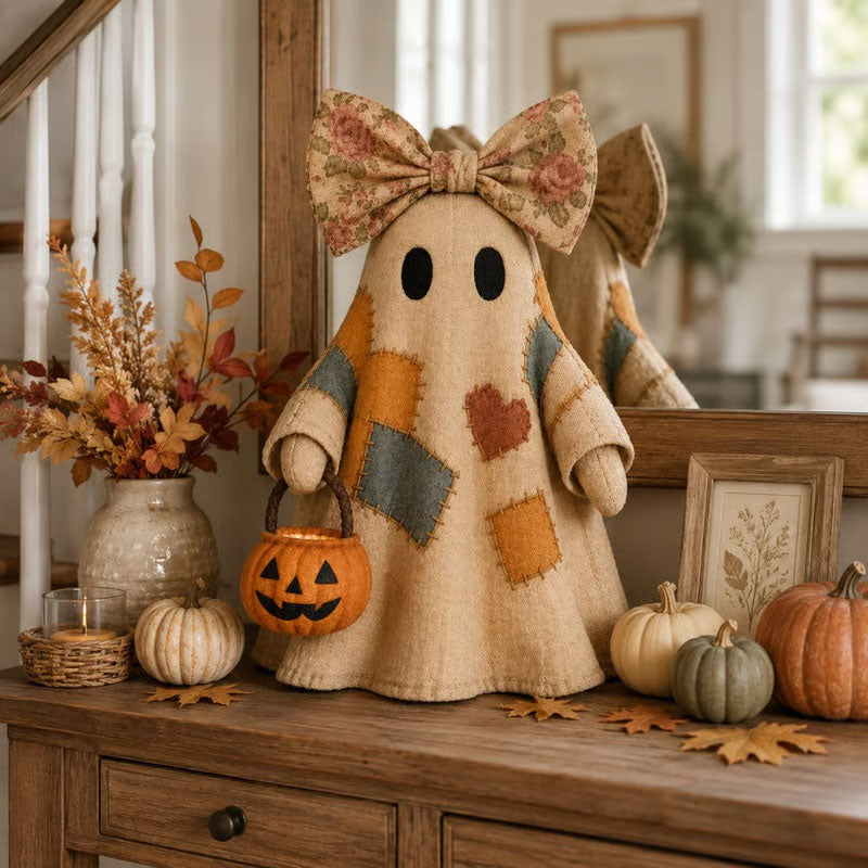 Speelse patchwork spookdecoratie