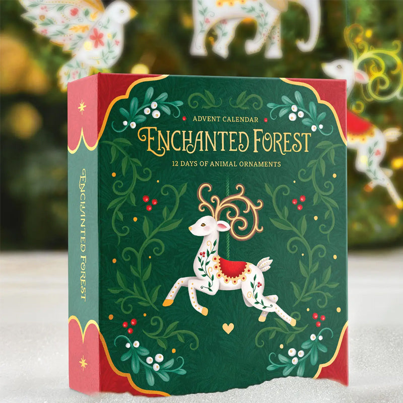 ✨ Enchanted Forest Kerstversieringsset – 12 Magische Papieren Schatten ✨