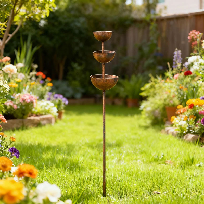 🌧️ Regenwateropvanger – plantensteun 🐦 Metalen tuinornament