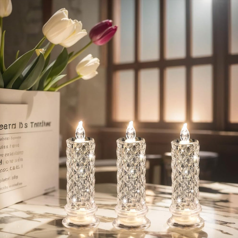 ✨ Crystal Rose Kaarslicht – Romantische gloed zonder rommel
