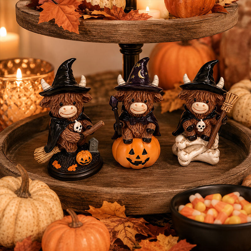Halloween Schotse Hooglandkoe Heks Ornament