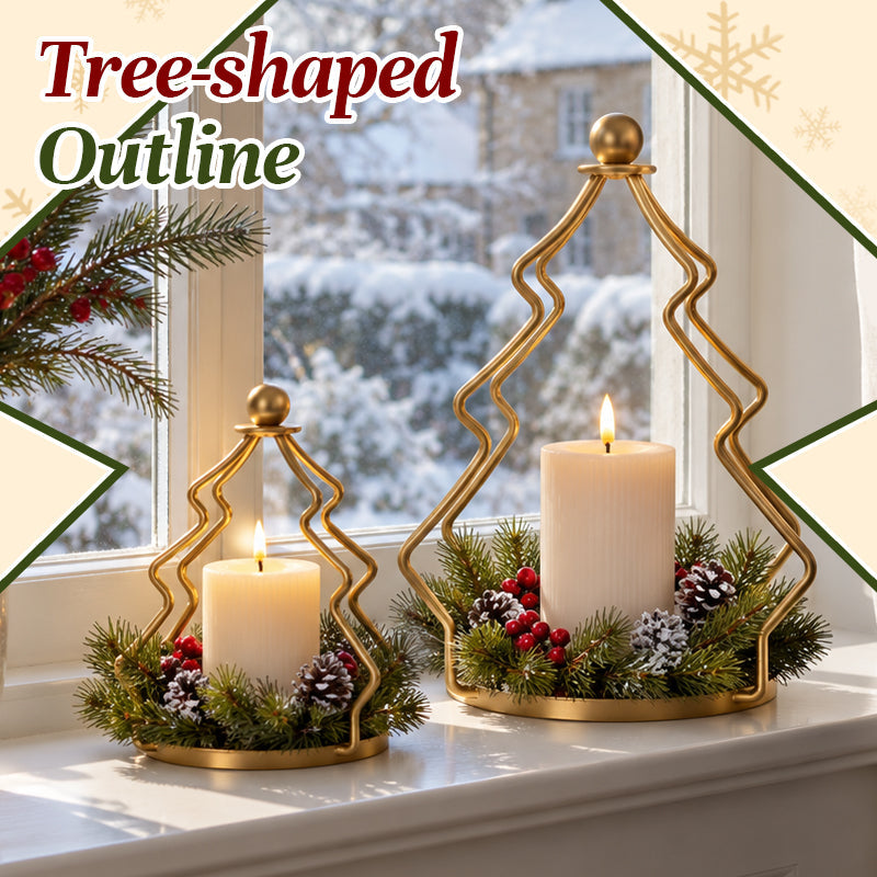 Vintage gouden kerstboom kaarsenhouder – Gezellige kerstdecoratie