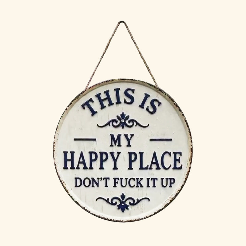 Happy Place Attitude Vintage metalen rand