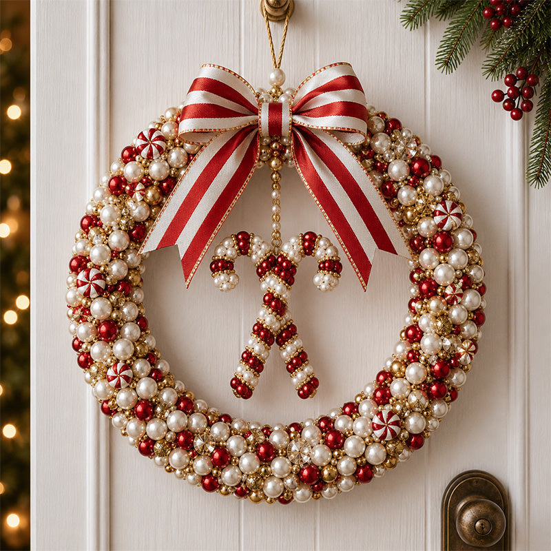 🎄✨ DIY Kerstkrans met Parels - Handgemaakte Deurdecoratie met Kralen 💎🎀