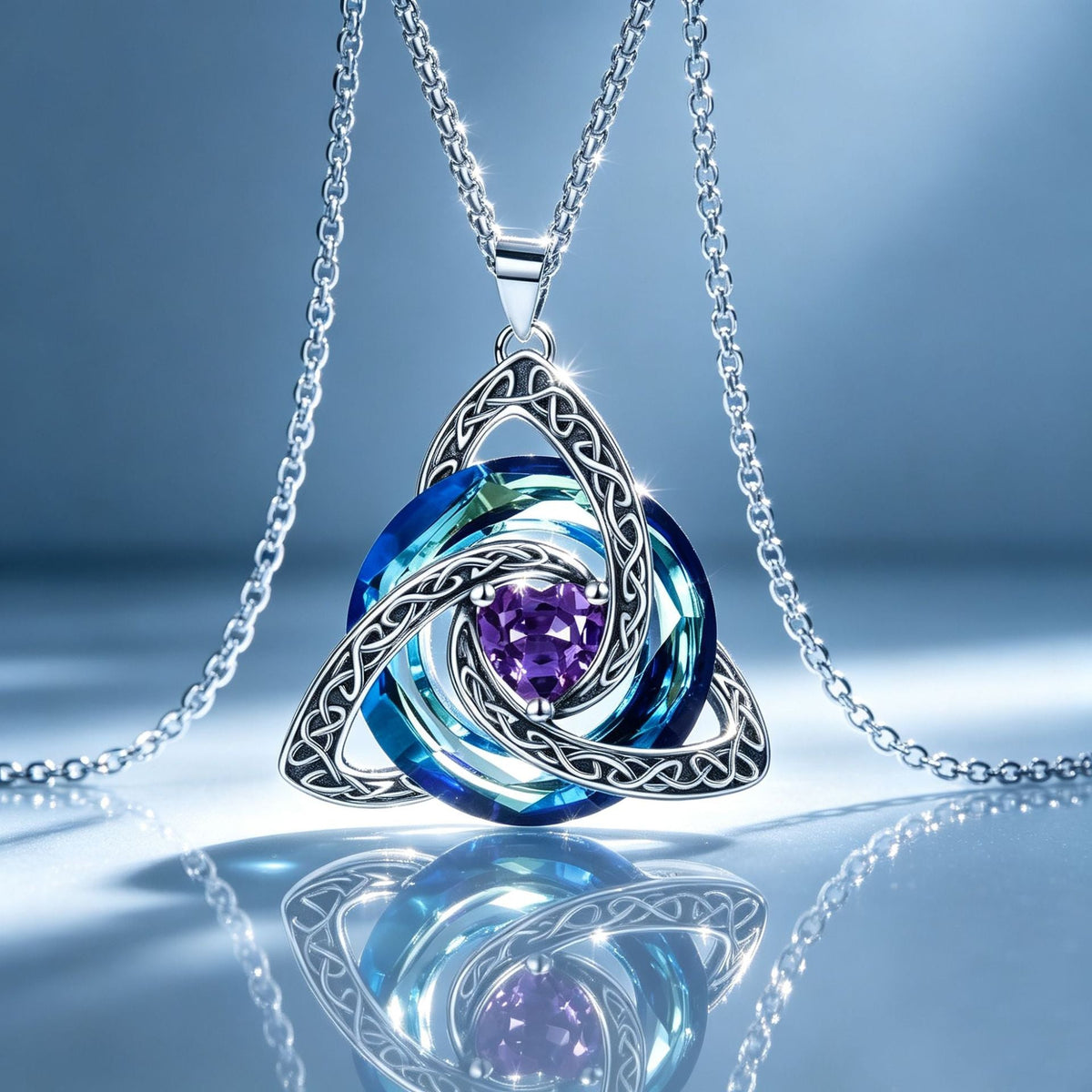 ✨Ketting met Keltische Drievuldigheidsknoop en geboortesteen – Een betekenisvol symbool van liefde en verbondenheid ❤️