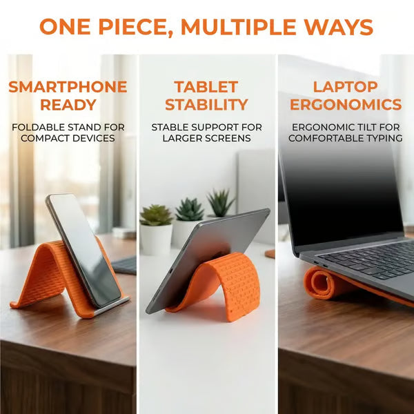 💻📱Flexibele siliconen telefoonstandaard met aluminium | Opvouwbare, draagbare en onmisbare reishouder voor je mobiele telefoon of smartphone