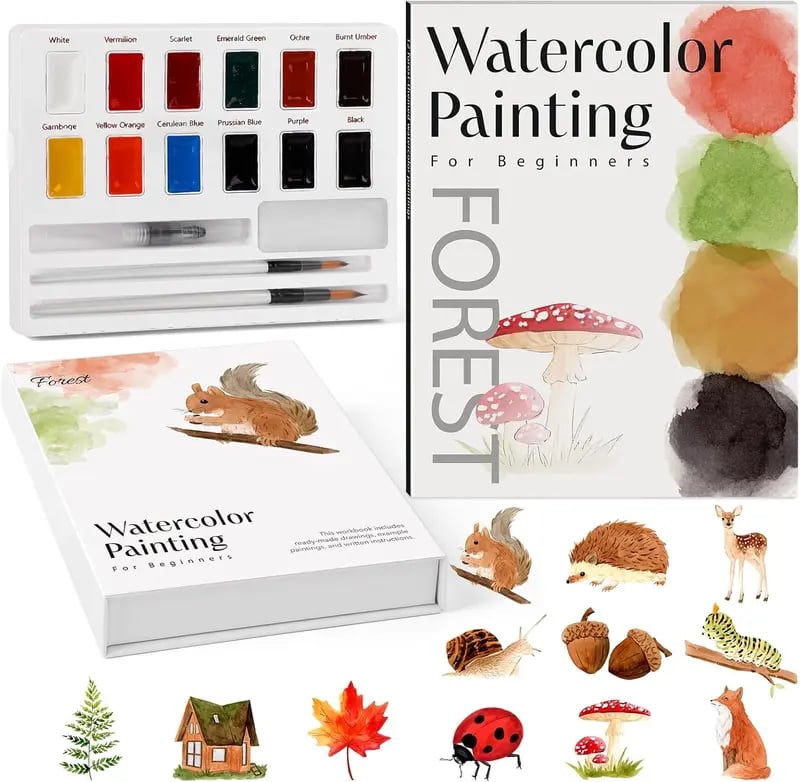 ✍️Beginners aquarelverfset🎨Aquarel dierenwerkboek
