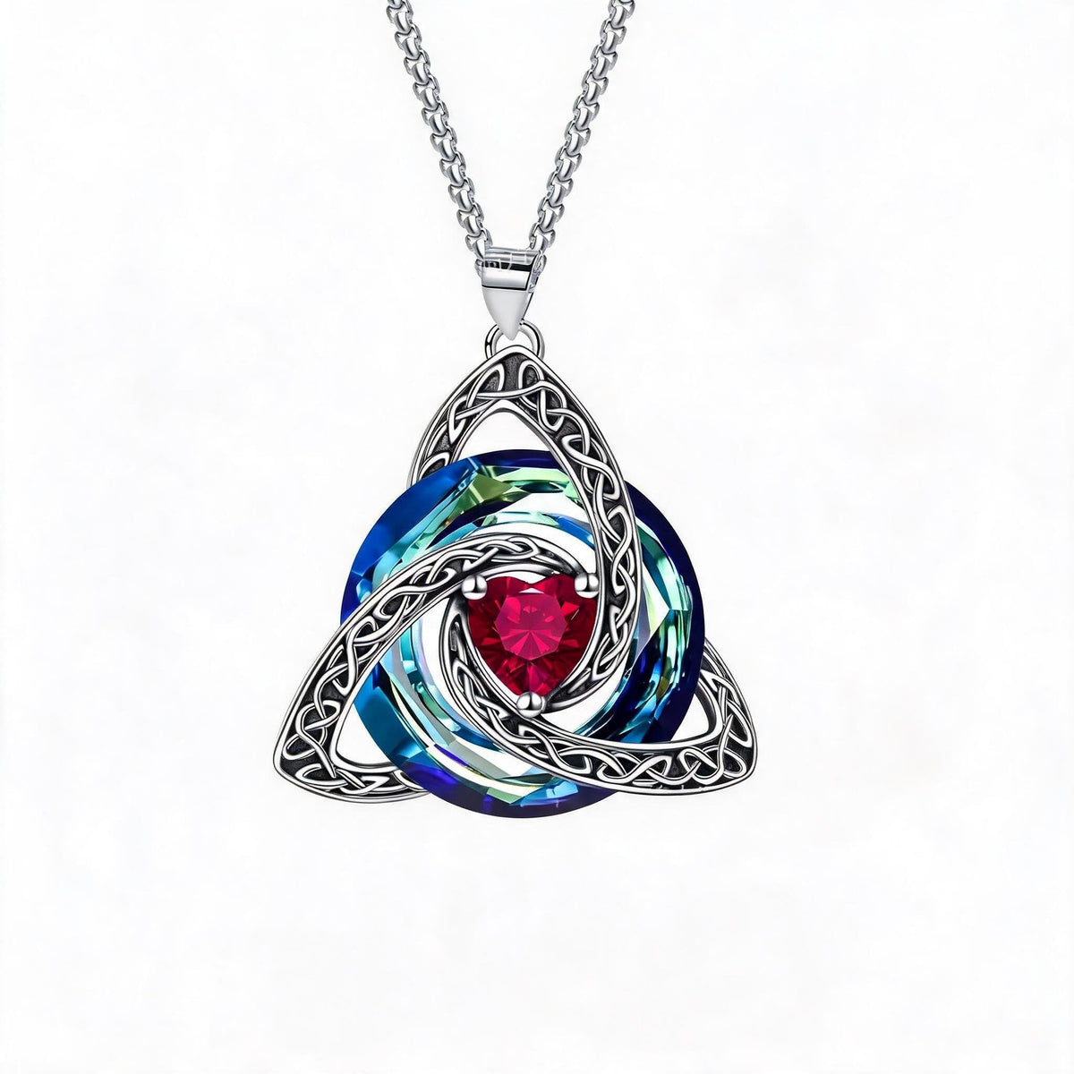 ✨Ketting met Keltische Drievuldigheidsknoop en geboortesteen – Een betekenisvol symbool van liefde en verbondenheid ❤️