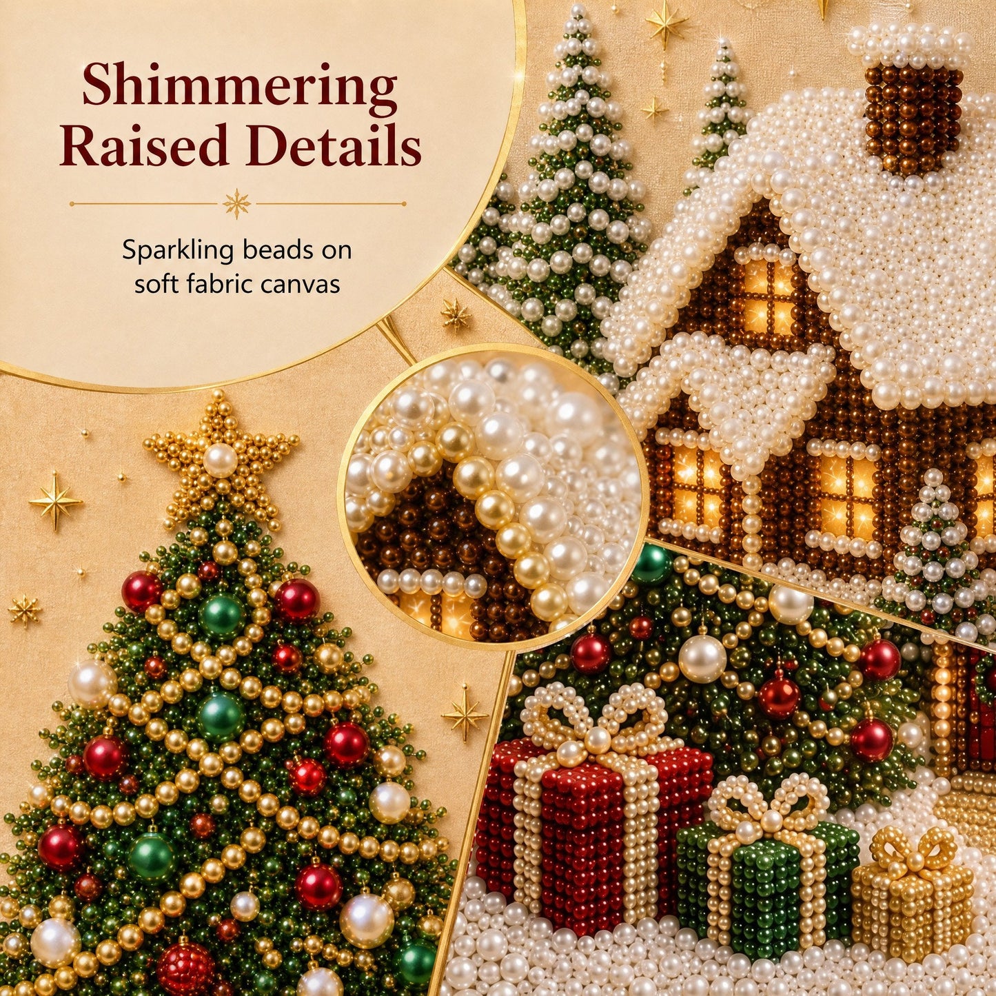 🎄🎅 Premium 3D Parel Kerst Muurdecoratie Kit | Luxe fluweelachtig canvas met krasbestendige, kleurechte parelkralen DIY Kerstdecoratie ⛄️❄️