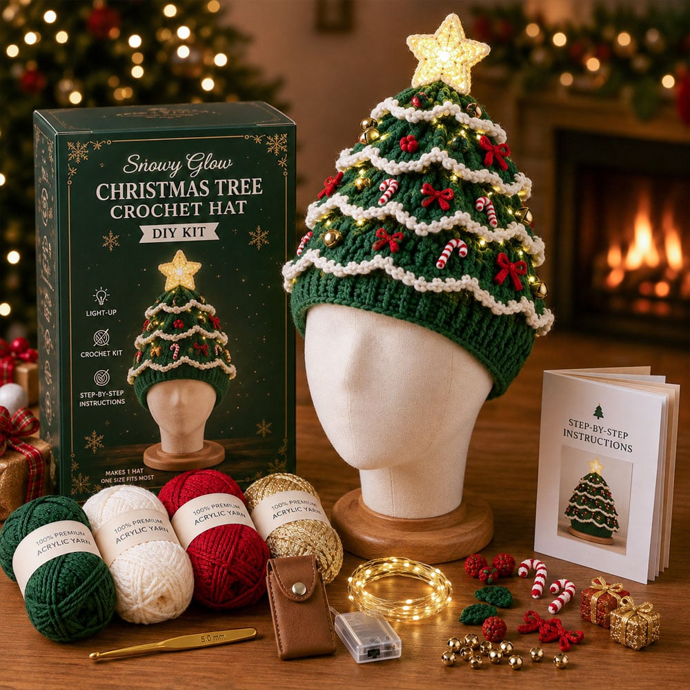 🎄 Beginnersvriendelijke DIY-set voor een kerstboommuts met verlichting