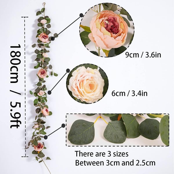 🌹Artificial Flowers Garland Spring Eucalyptus Garland Vintage Fake Flower Peony Rose Vine Greenery 🦋