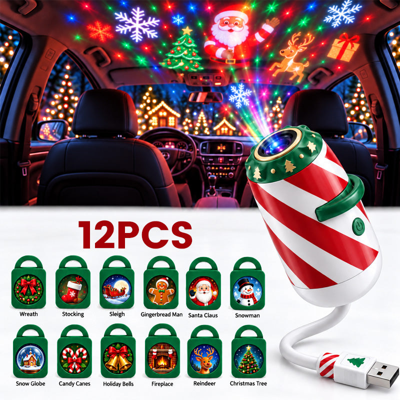 Merry Ride kerstauto met projectorverlichting