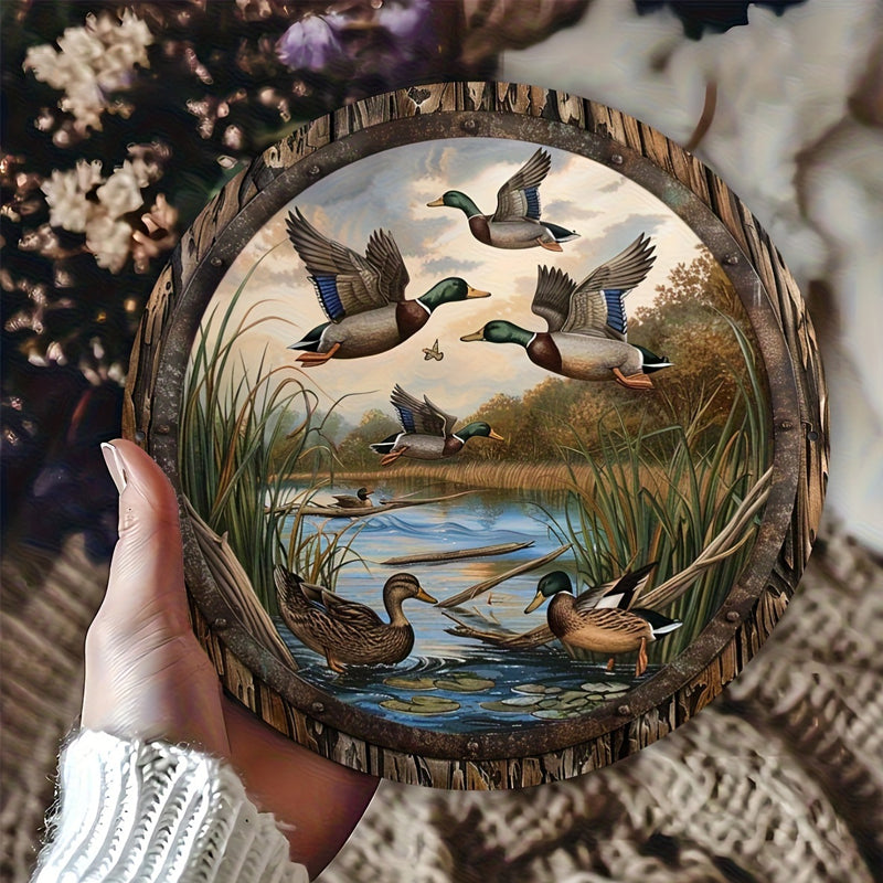 Decoratief blikken bord met boerderijdieren