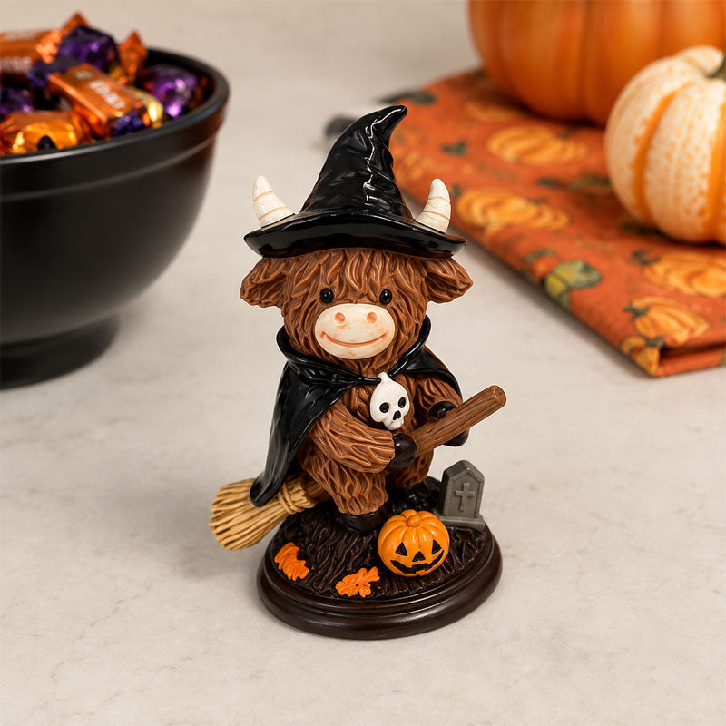 Halloween Schotse Hooglandkoe Heks Ornament