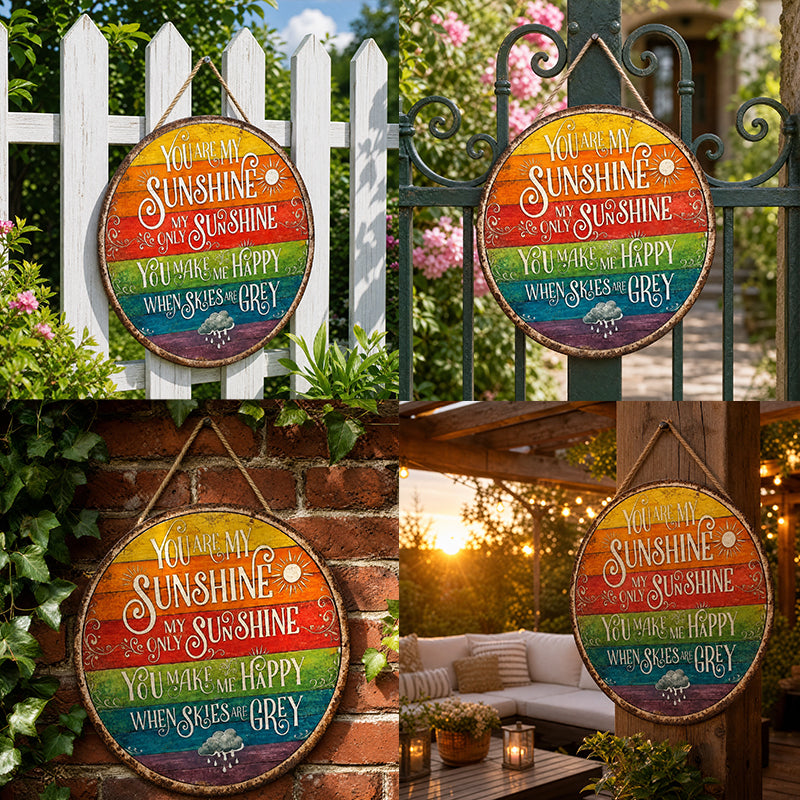 🌈☀️ Jij bent mijn zonnetje Regenboog rond bord