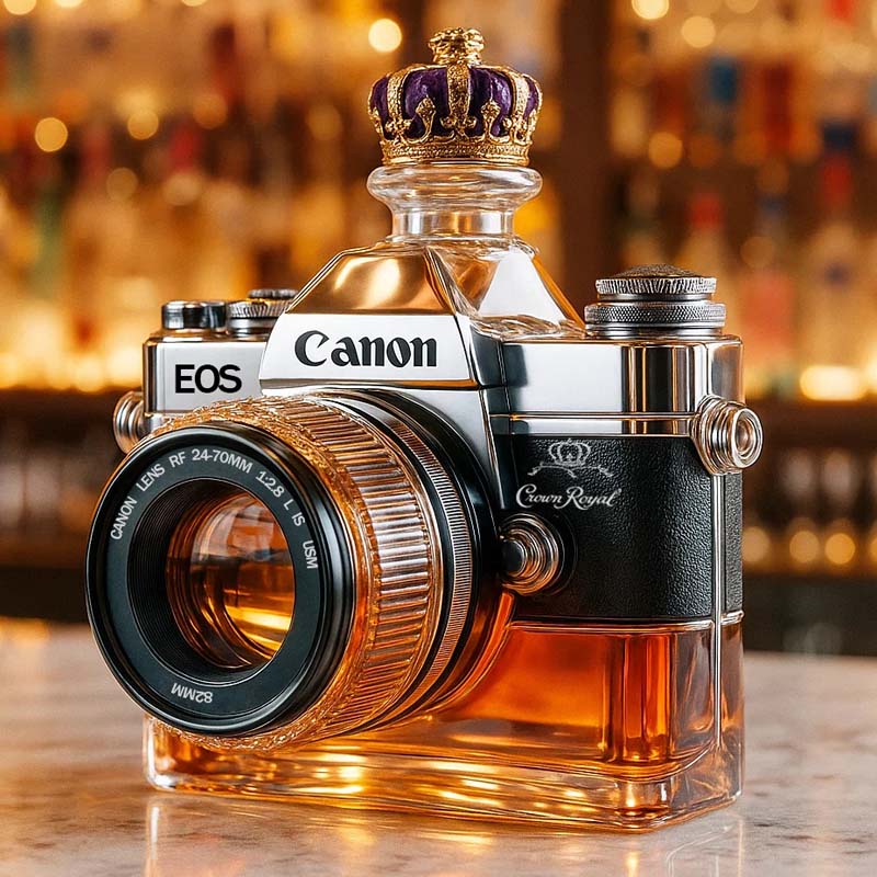 Camera glazen fles