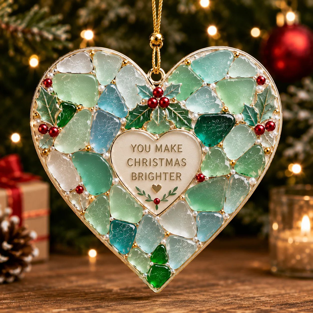 🎄 Kerstversieringen van zeeglas met een kerstboodschap