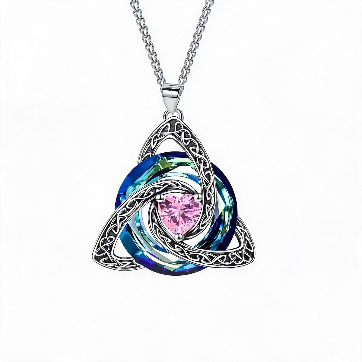 ✨Ketting met Keltische Drievuldigheidsknoop en geboortesteen – Een betekenisvol symbool van liefde en verbondenheid ❤️