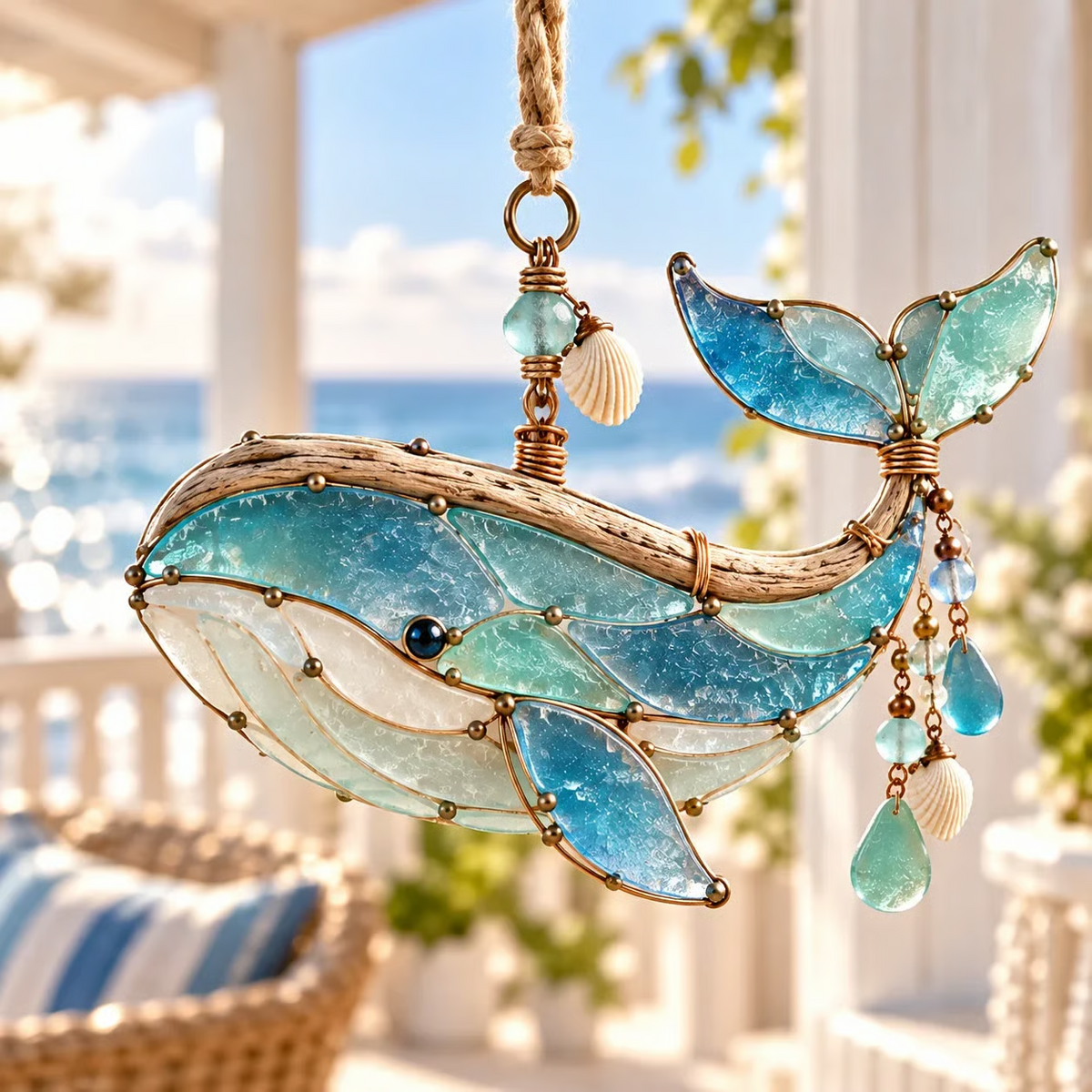 🌊✨ Zeeglas kustbedeltjes – Handgemaakte oceaan raamhangers en hangende ornamenten collectie