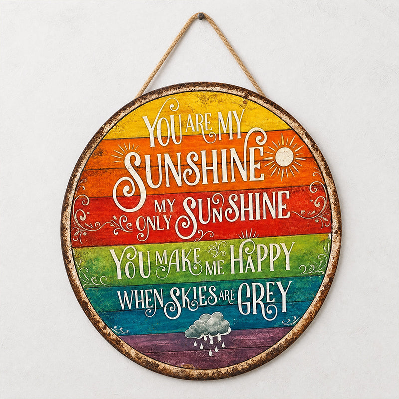 🌈☀️ Jij bent mijn zonnetje Regenboog rond bord