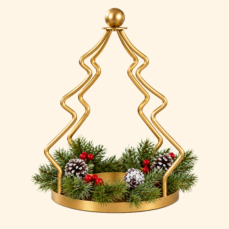 Vintage gouden kerstboom kaarsenhouder – Gezellige kerstdecoratie