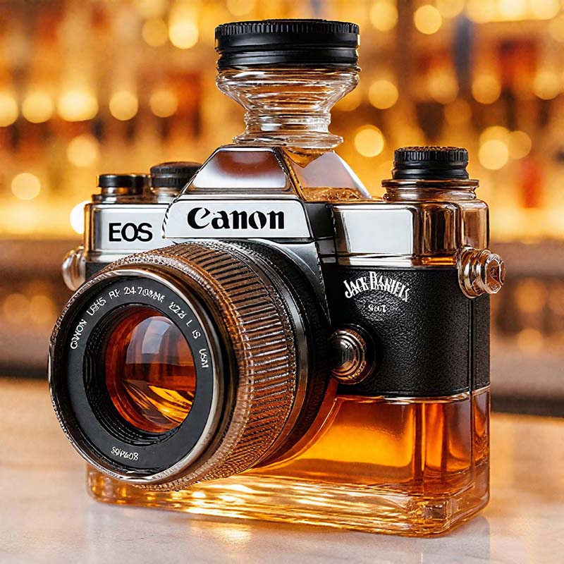 Camera glazen fles