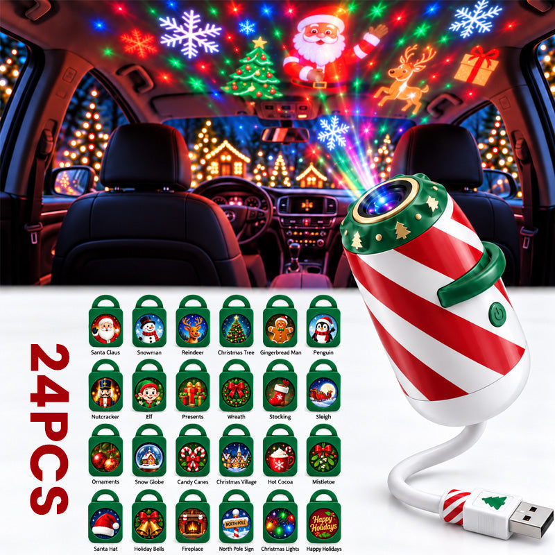 Merry Ride kerstauto met projectorverlichting