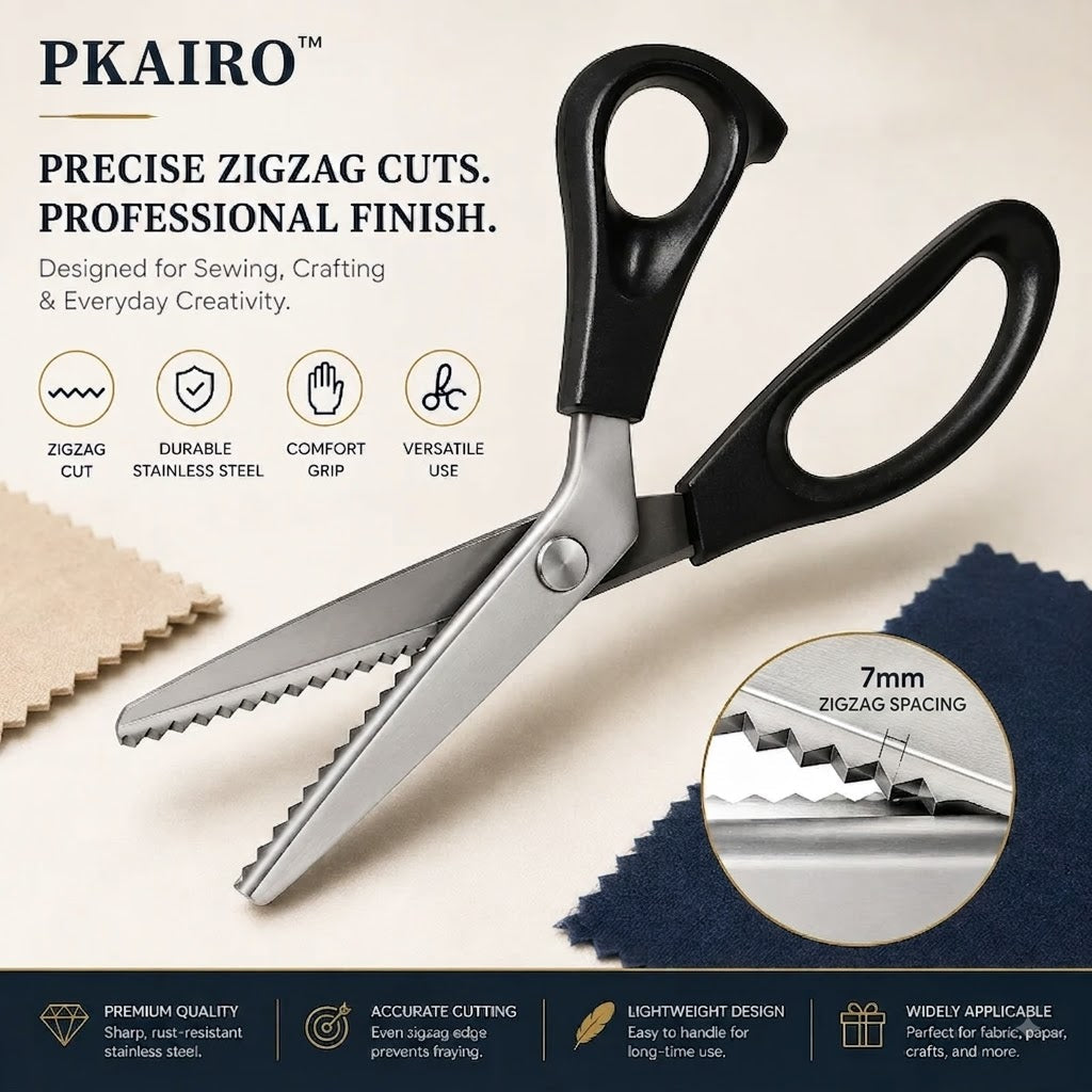 ✂️9,1 inch professionele kartelschaar van roestvrij staal - ✨Scherpe schaar met zigzagrand die niet rafelt, ideaal voor naaien en knutselen
