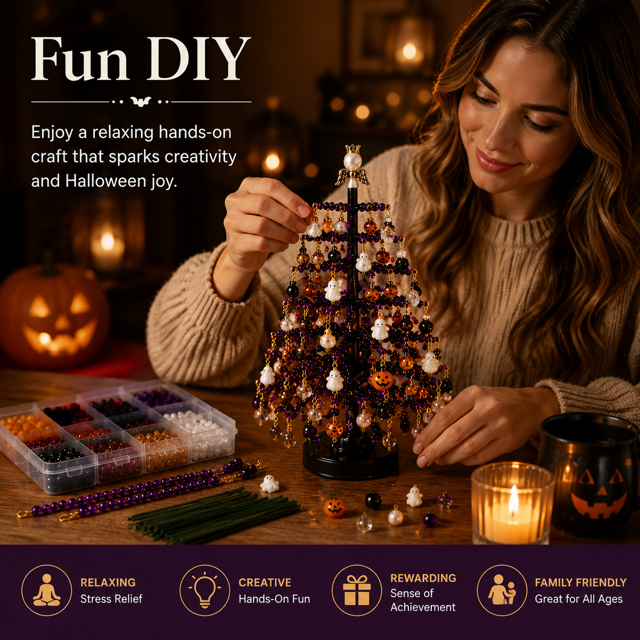 🎃DIY Beaded Halloween Tree Kit🎁