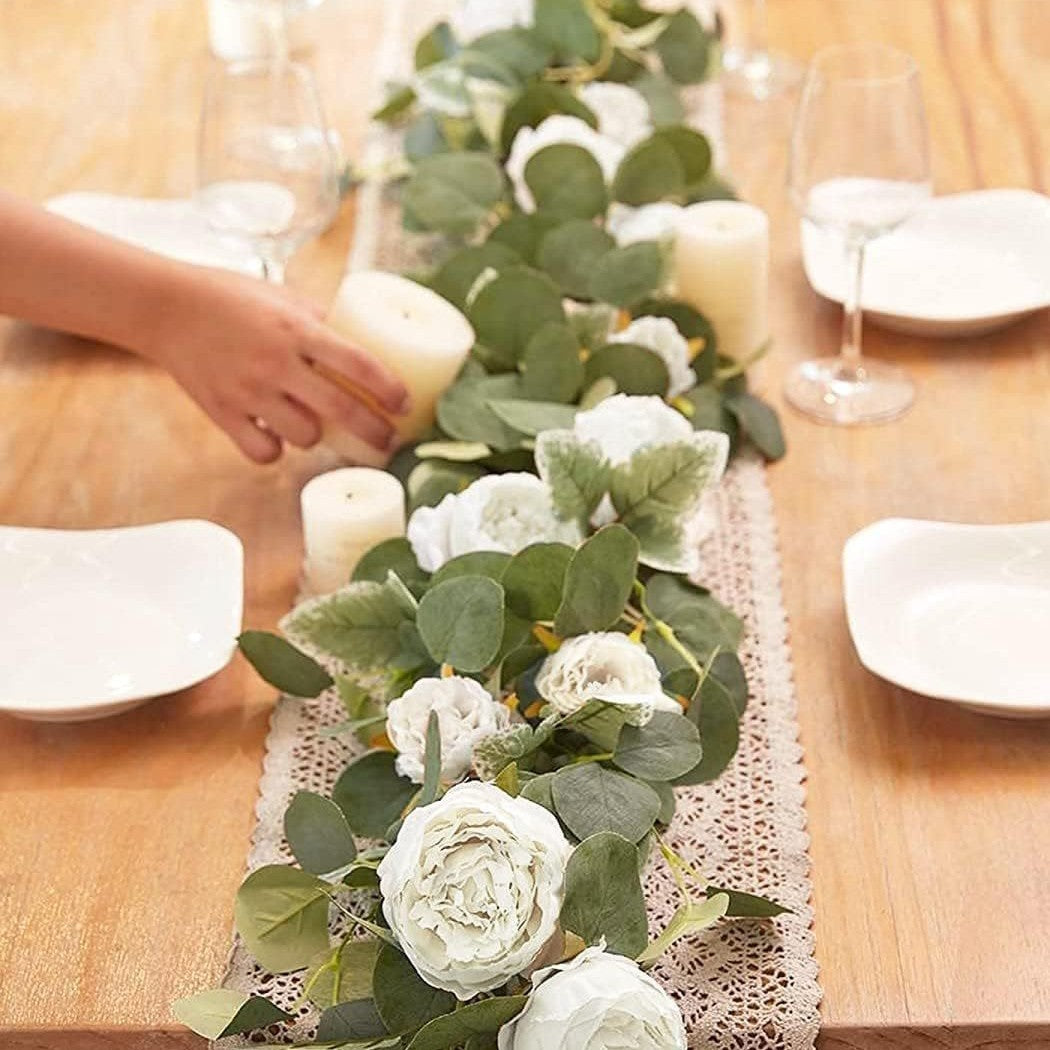 🌹Artificial Flowers Garland Spring Eucalyptus Garland Vintage Fake Flower Peony Rose Vine Greenery 🦋
