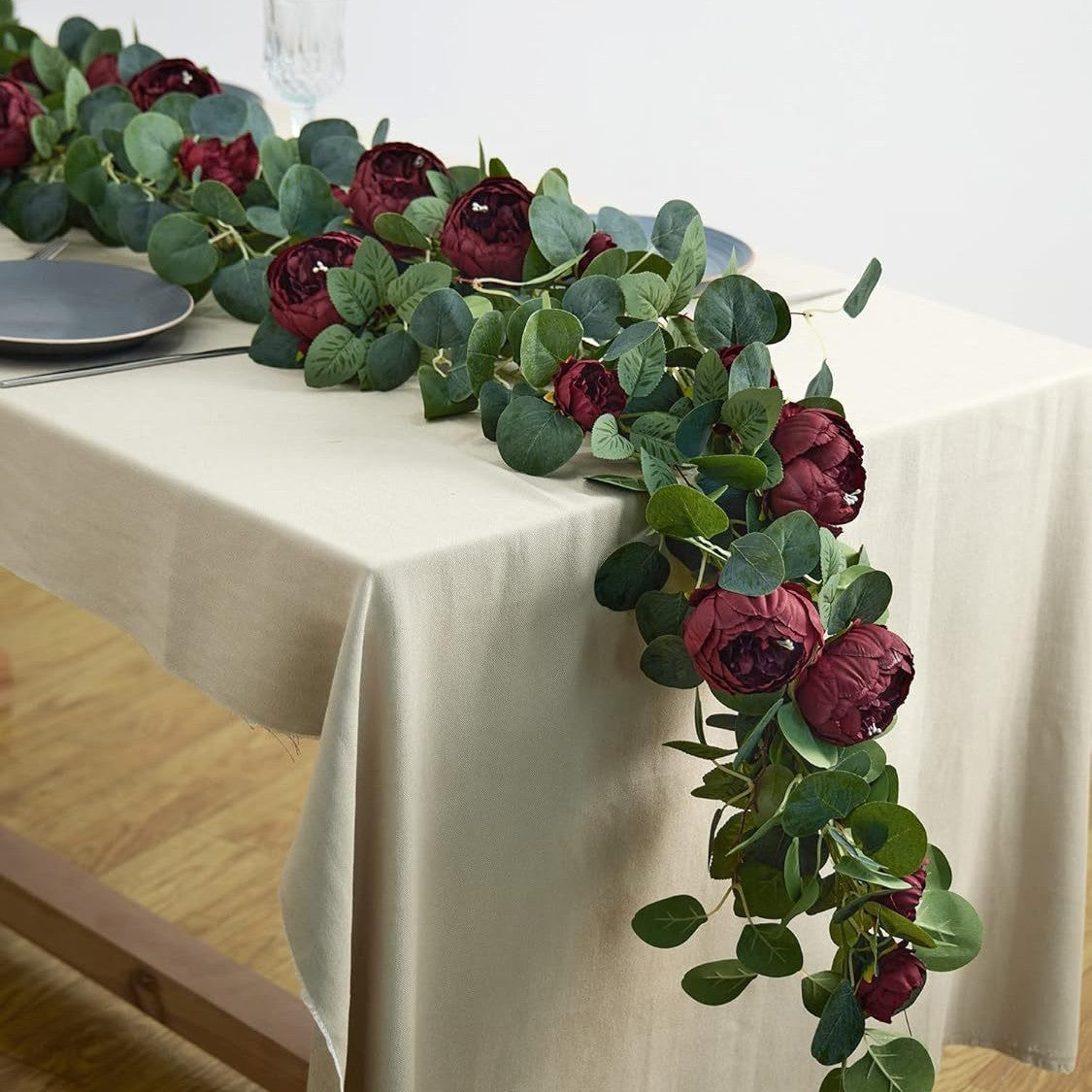 🌹Artificial Flowers Garland Spring Eucalyptus Garland Vintage Fake Flower Peony Rose Vine Greenery 🦋