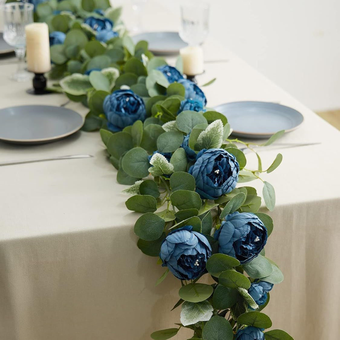 🌹Artificial Flowers Garland Spring Eucalyptus Garland Vintage Fake Flower Peony Rose Vine Greenery 🦋