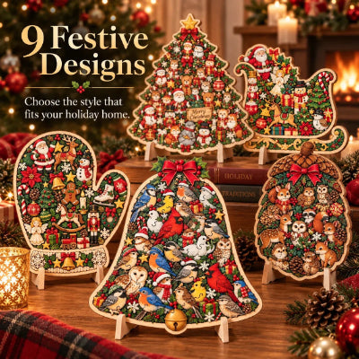 🎄 Houten kerstpuzzel met standaard | Ontwerpen om te bouwen en neer te zetten 🧩