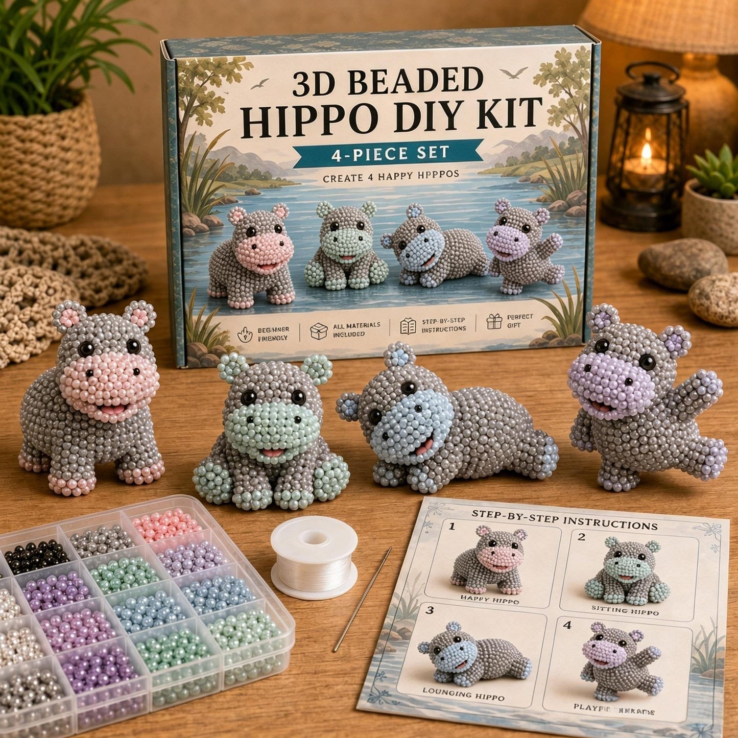 🧵✨ Miniatuur 3D kralen dieren doe-het-zelf set
