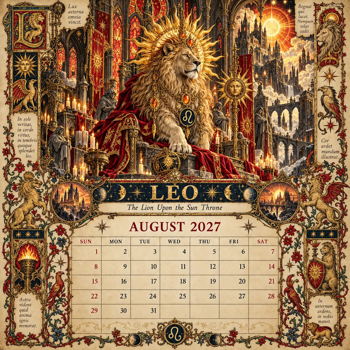 🔮 Bureaukalender met dierenriemtekens voor 2027 | 12 middeleeuws geïnspireerde dierenriemtekeningen voor liefhebbers van astrologie en gotische kunst ✨