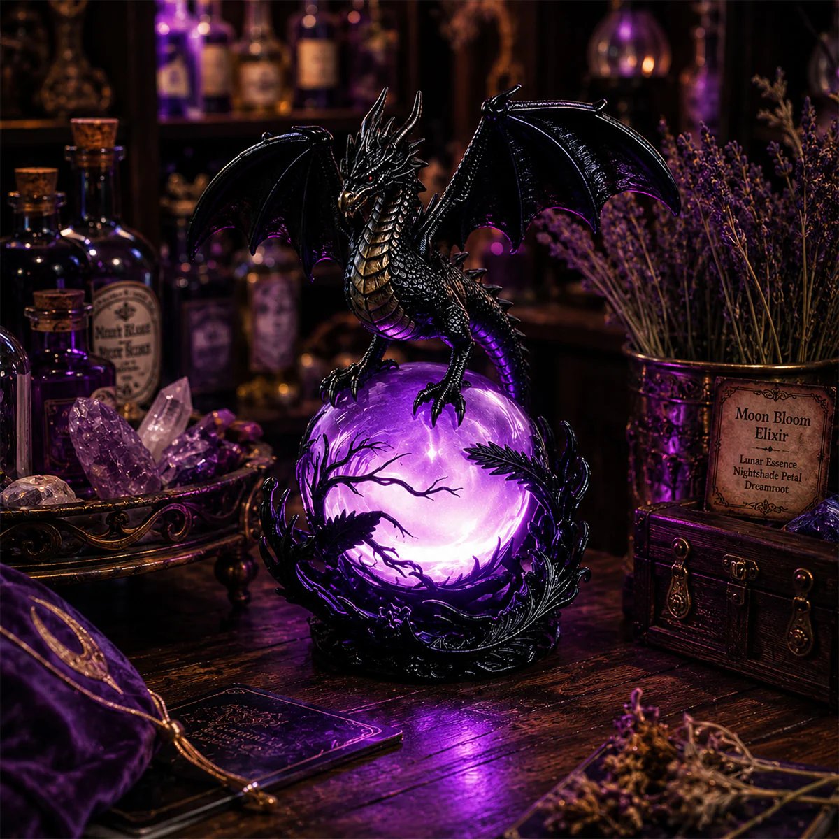 🔮Gotische draak LED-kristallenbollamp voor een donkere, stijlvolle inrichting