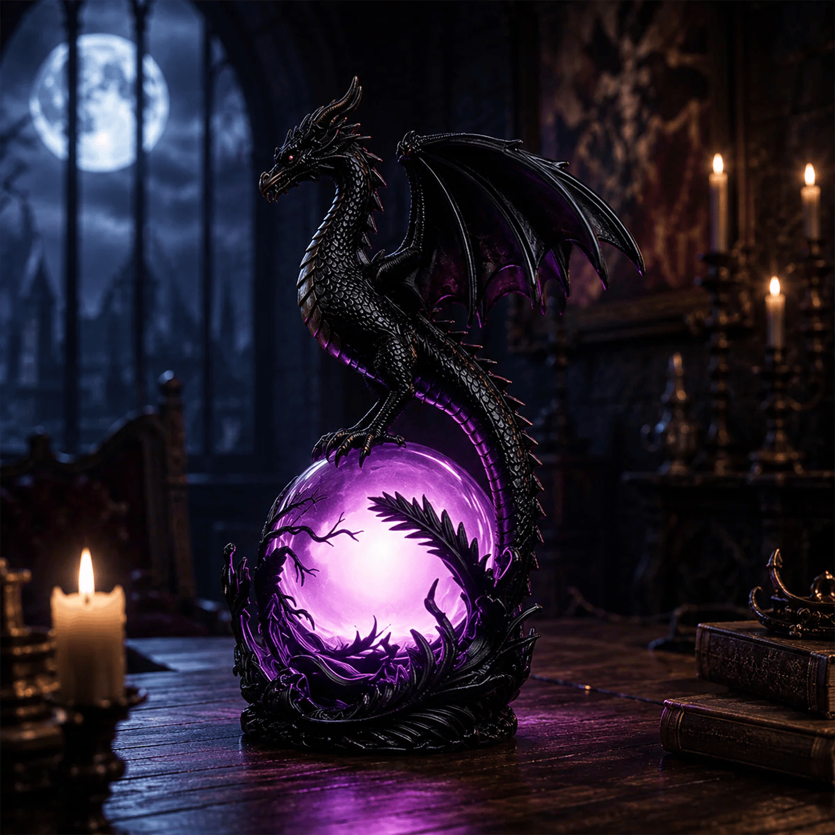 🔮Gotische draak LED-kristallenbollamp voor een donkere, stijlvolle inrichting