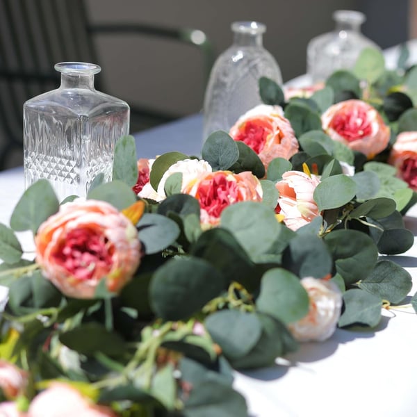 🌹Artificial Flowers Garland Spring Eucalyptus Garland Vintage Fake Flower Peony Rose Vine Greenery 🦋