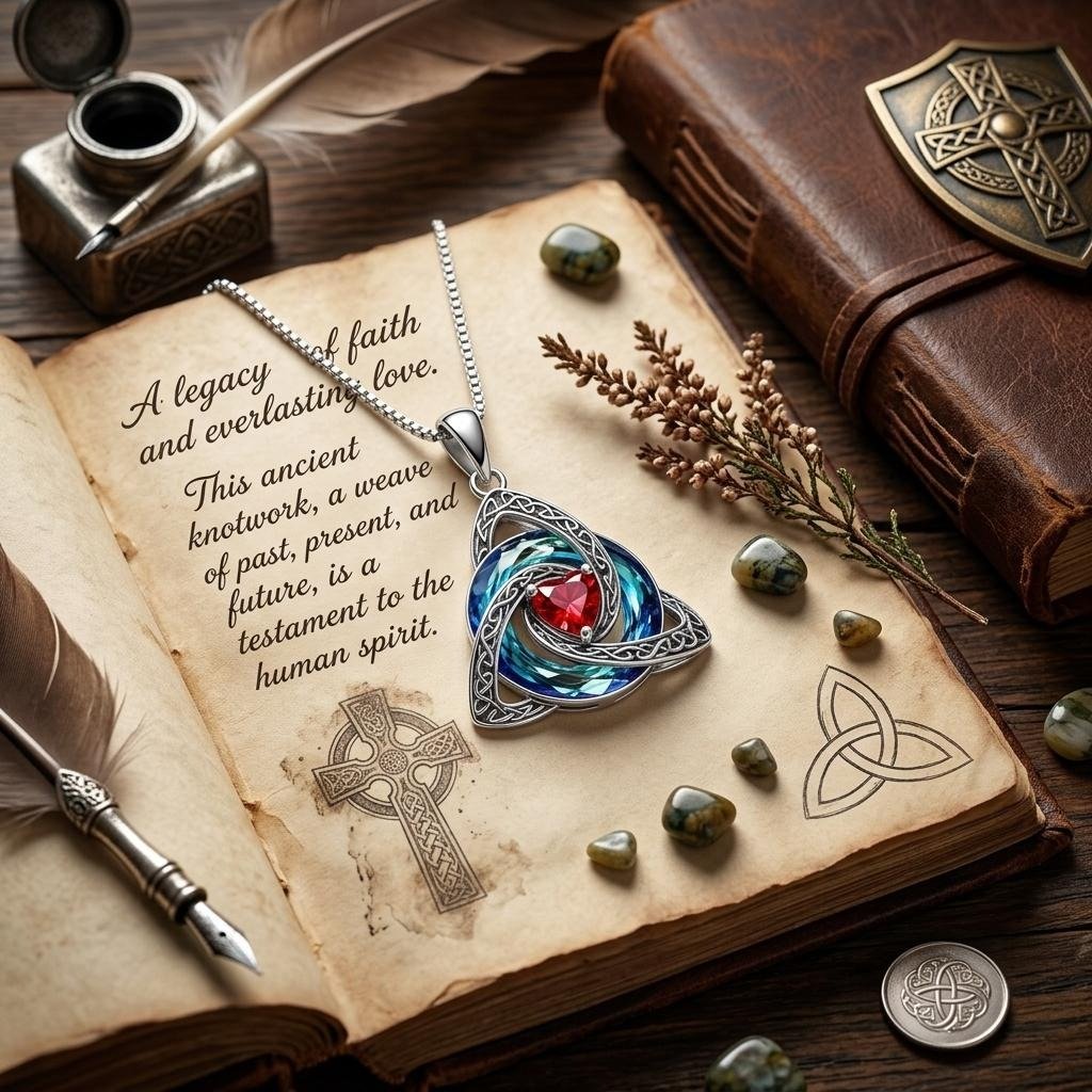 ✨Ketting met Keltische Drievuldigheidsknoop en geboortesteen – Een betekenisvol symbool van liefde en verbondenheid ❤️