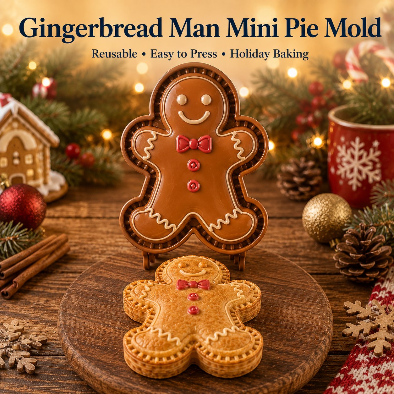 🎄 Mini-taartjesmaker met kerstfiguurtjes – Handvormige taartvorm en -pers voor de feestdagen